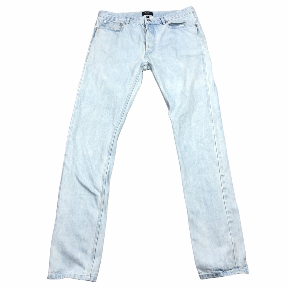 A.P.C. Light Wash Denim Jeans Straight Skinny Leg Men's 33 Selvedge Edge Cotton